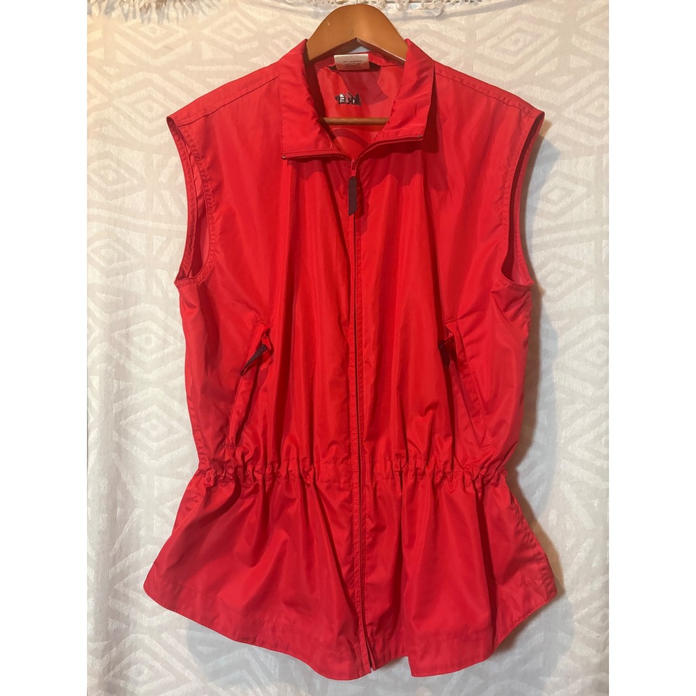 REI‎ Vintage Women's Vest XL Red Full Zip Pockets Drawstring Waist Sleeveless